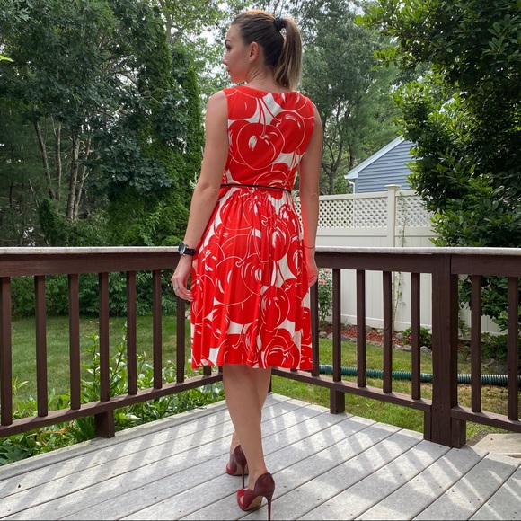 MaxMara Red Cherry Print Sleeveless Dress M - Picture 4 of 5